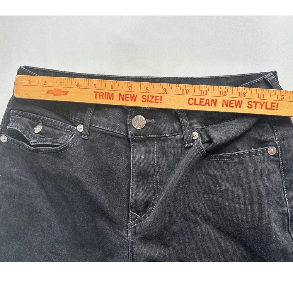 True Religion Ricky Relaxed Straight Leg Black Jeans Mens 32x26 Stretch Denim